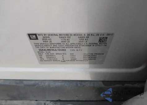 2018 GMC Terrain Sle из США, поврежденный, VIN 3GKALMEV6JL164482